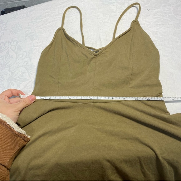 Strappy Skater Dress Olive Strappy Back Mini Stretchy Tank Peplum fit & flare S - Picture 6 of 13